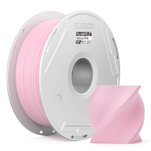 Image of ELEGOO Matte PLA 3D Printer Filament with Reusable Spool,1.75 mm Printing Filament Cherry Blossom Pink 1 kg, Dimensional Accuracy + /- 0.02 mm, Compatible with Most 3D Printers
