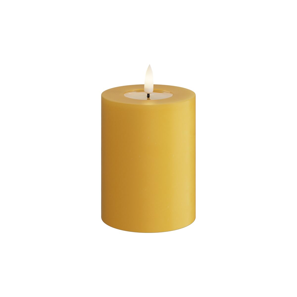 Deluxe Homeart Indoor Flameless LED Wax Candle - Ochre Yellow - with Real Flame™ Technology - Battery Powered Candle with 400+ Hour Battery Life (7.5 x 10 cm)
