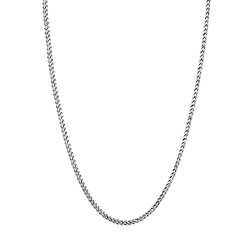 Savlano 925 Sterling Silver Rhodium Plated Solid 2MM Franco Square Box Chain Necklace for Women & Men-Made In Italy Comes with a Gift Box