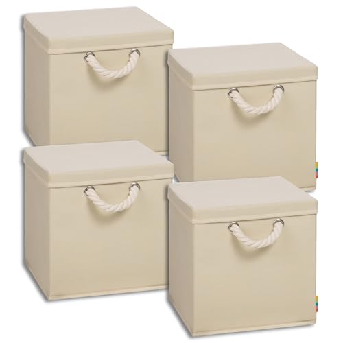 Storanda | 4er Set Aufbewahrungsbox mit Deckel | Kordel Griffband | Stabile...