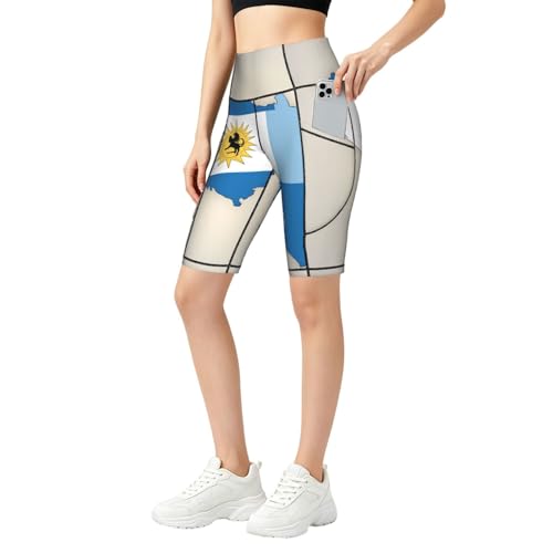 Short de sport Uruguay taille haute avec poches pour femme Map01