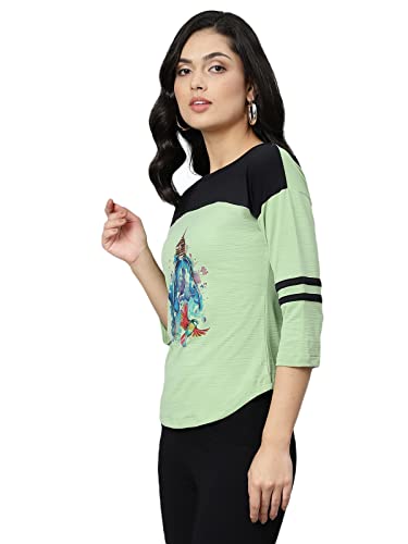 Image of OM SAI LATEST CREATION Women's New 3D Printed Lycra 3 /4 Sleeve Regular Fit Office wear,Casual wear Western Top