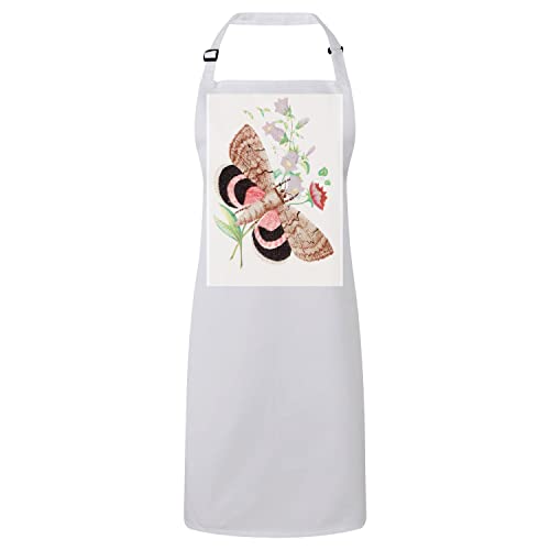 Tablier cuisine papillon de nuit bruns noir rose fleurs champêtres
