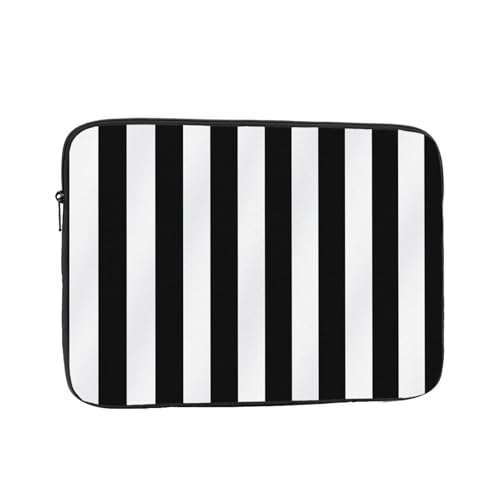 Funda para portátil de 13 pulgadas con rayas negro y blanco miniatura 1