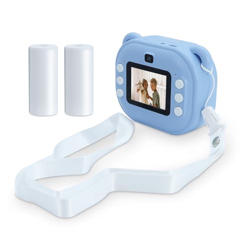 Image of MOOOV 477522 Instant Camera with Camera Child Girl Boy Print Photo on Paper - Colour Screen, Rechargeable USB-C Cable Included - Blue