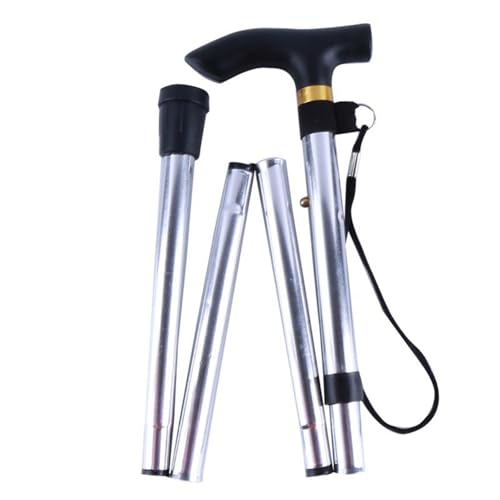 GrnArt 折り畳み式ステッキハイキングステッキ自立式ステッキ滑り止めステッキ補強ステッキ軽量長さ調節可能ユニセックス歩行補助ウォーキングエイドポータブル安全歩行補助 (シルバー)
