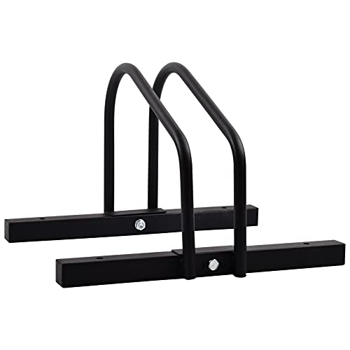 WALMANN Bike Floor Stand, Steel Bike Parking Rack for 1 Bike, 22-28" Wheels, Max. Tire Width 2.1", Black