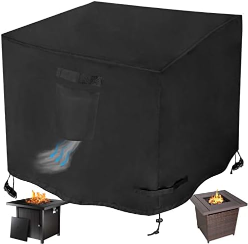WICKTICK Square Gas Fire Pit Cover 30 x 30 x 25 Inch - Waterproof & 600D Heavy Duty Fire Table Cover for 28x28, 30x30 Inch Patio Tall Propane Firepits
