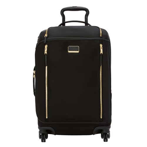TUMI - Voyageur Leger 4 Wheeled Luggage - Women's Lightweight and Spacious, Sleek Silhouette, Durable Premium Suitcase - 21.8' International Expandable Carry-On, Black with Gold Hardware