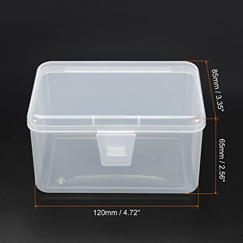 Image of PATIKIL Clear Storage Container with Hinged Lid 120x85x65mm, 4 Pack Plastic Rectangular Box for Beads Art Craft
