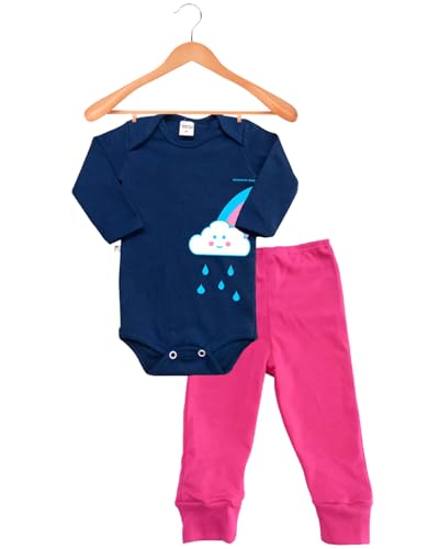 Kit Roupa de Bebe 6 Peças Body Bebê Estampado Manga Longa e Calça Mijão 100% Algodão fio 30.1 pentea