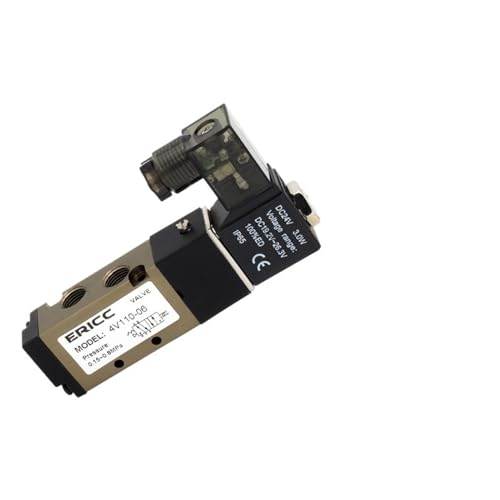 4V110-06 Series 5 Port 2 Position Solenoid Valve Normally Closed 4V110-06 AC220V DC12V DC24V AC110V with 4mm 6mm 8mm Fitting(6mmfittings-01,4V110-06 DC12V)