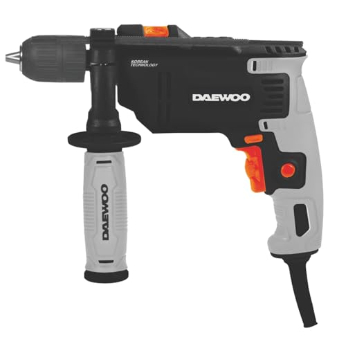 Daewoo Taladro Percutor DAID750L 750W - Velocidad 3.000RPM, Portabrocas 13MM, Función Percusión, Control Velocidad, Mango Auxiliar 700.124