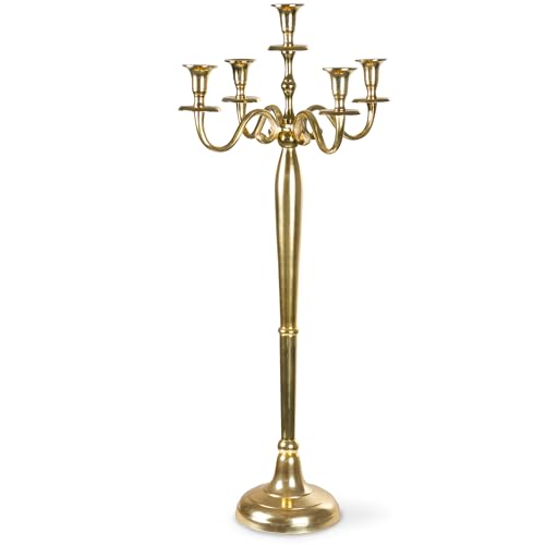 Gräfenstayn Candelabro portacandele 1, 3 o 5 Bracci - Varie Misure - candelabro Color Argento, Nero, Bianco od Oro (XL, Oro)