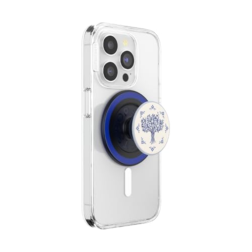 Image of PopSockets Phone Grip for MagSafe, Magnetic Holder, Phone Stand, Blue - Olive Tree Tile