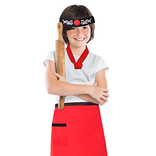 Sombrero de chef Hibachi para niños con delantal y cintas miniatura 5