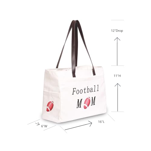 Bolso Tote de lona para mamá futbolera blanco grande miniatura 5