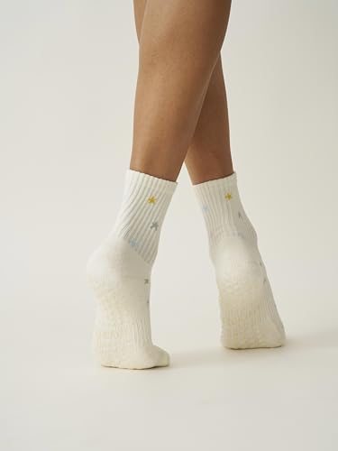 Image of Shapes Studio Half Calf Grip Socks, Cute Fruit Pilates Socks, Ruffle Socks, Non-Slip for Barre Yoga
