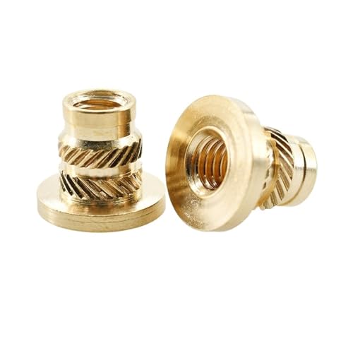 真鍮 インサートナット 銅製ねじ付きナットインサート M2 M2.5 M3 M4 M5 M6 M8 3DプリントフランジTナットローレットねじホットメルト加熱インサートナット(100PCS,M4x9.1x6.3x7.1)