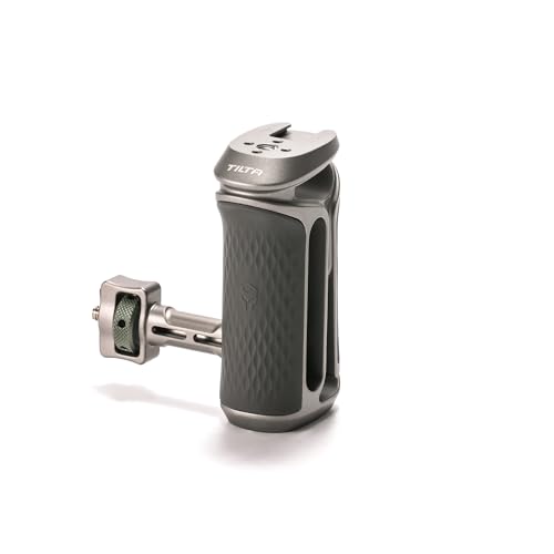 Image of Tilta Xeno Side Handle for Filmmakers & Cameras - Titanium Gray | Secure Connection & Helps Prevent Rotation | Adjustable Height | Textured Silicone Grip | Easy Assembly (1 /4″-20 w /Locating Pins)