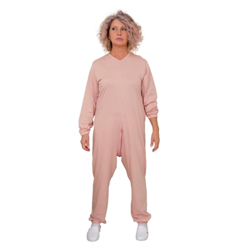 FERRUCCI COMFORT Pyjama Tuton Gériatrique pour Femme pour Personnes âgées Rose – 9078 ML PL – Manches Longues et Pantalon Longues pour Alzheimer et Incontinence