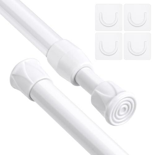 flintronic 2 barra de cortina de ducha, Barra Cortinas, Extensible, Montaje sin taladros ni tornillos, para armarios, ventanas, armario ropero, con 4 sujeción,40-70 cm