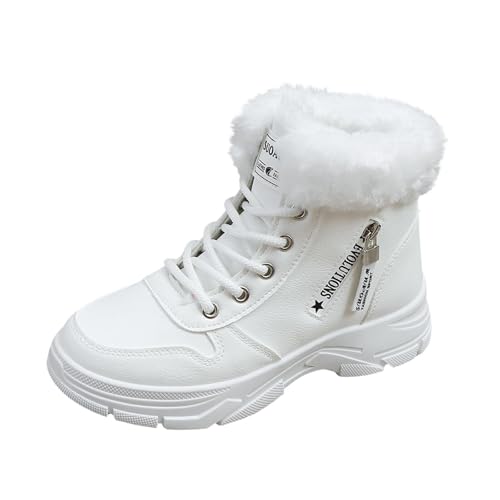 Lkvent botas Botas de nieve for mujer, botas de invierno con plataforma, zapatillas cálidas, zapatos de senderismo, impermeables con cremallera y forro de piel. zapatos(Weiß,35)