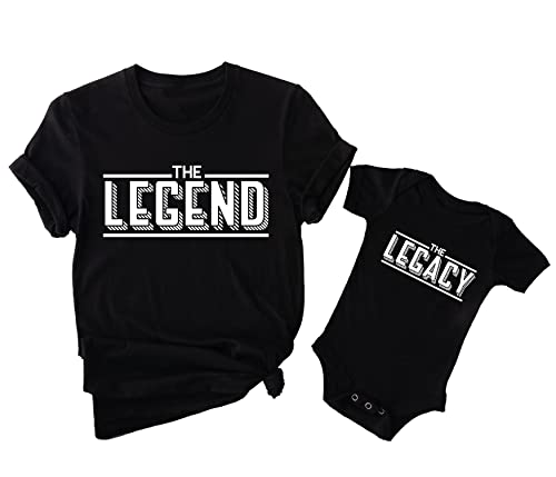 The Legend, The Legacy, Father's Day Matching T-Shirt, Bodysuit, Kids T-Shirt | Set of 2 | Dad & Son or Daughter Matching Outfit White, Black