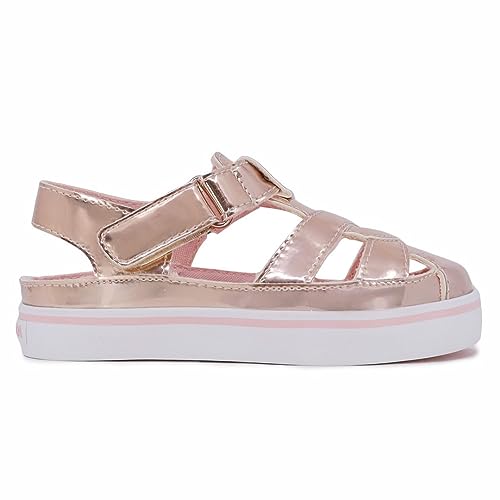 Nautica Toddler Sandals – Water Sport Closed-Toe Summer Shoes for Boys & Girls with Adjustable Straps,Mikkel Girls-Rose Gold-72