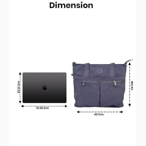 Image of CHIBAO Polyester Dual Handles Tote Bag for Women & Men | Large Capacity Multipurpose Shoulder Bag | Stylish Everyday Office, College, Travel & Shopping Handbag with Multiple Pockets Black