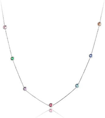 Lokaerlry Trendy Boho Stainless Steel Colorful CZ Crystal Rainbow Choker Necklaces for Women, Dainty Rhinestone Beaded 14k Gold Chain Layering Necklace for Teen Girls