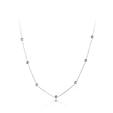 Lokaerlry Trendy Boho Stainless Steel Colorful CZ Crystal Rainbow Choker Necklaces for Women, Dainty