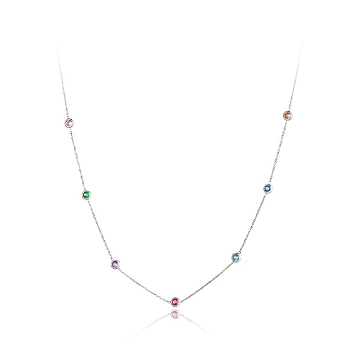 Lokaerlry Trendy Boho Stainless Steel Colorful Cz Crystal Rainbow Choker Necklaces For Women, Dainty Rhinestone Beaded 14K Gold Chain Layering Necklace For Teen Girls #TOP30