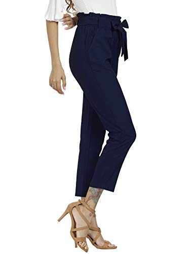 Women's Pants Casual Trouser Paper Bag Pants Elastic Waist Slim Pockets2