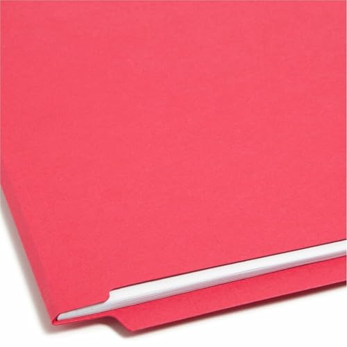 Image of Smead End Tab Fastener File Folder, Shelf-Master Reinforced Straight-Cut Tab, 2 Fasteners, Letter Size, Red, 50 per Box (25740)