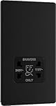 BG Electrical Dual Voltage Shaver Plug Socket, Electric Toothbrush Charger Socket for Bathrooms, Screwless Front Plate, Premium Flatplate, 2-Pin, Matt Black, 115V / 240V, FFB20