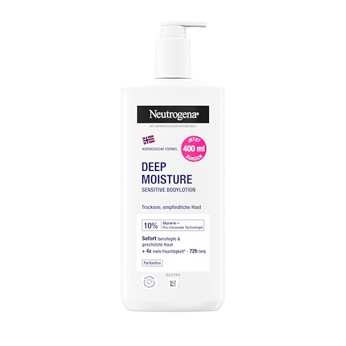 Neutrogena Formule norvégienne Deep Moisture Sensitive pour le corps (400 ml) pour peaux sèches et sensibles avec 10% de glycérine + technologie Pro-Ceramide