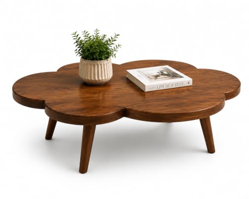 Image of Wooden Cloud Shape Center Table for Living Room | Solid Sheesham Wood Coffee Table for Home | Accent Sofa Side Table | Honey Finish