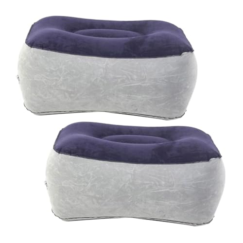 2Pcs Inflatable Foot Cushion Portable Travel Leg Rest Pillows for Airplane and Car Easy to Inflate Flocked Material for Comfortable Support and Easy Cleaning