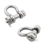 SHENGHUISS Pair 5/16 Inch(8mm) Bow Shackle Marine Stainless Steel 316 Bolt Type Forged Bow Anchor D