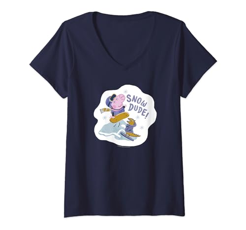 T-shirt Peppa Pig Snow Dude col v cadeau d'anniversaire parfait pour petit skieur