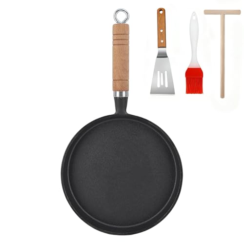 Nyganmello Cast Iron Skillet & Tawa Pan 23cm Granite Coating Dosa/Roti/Crepe Pan Cast Iron Cookware with Dosa Spreader Induction & Oven Safe Frying Pan (For Chapati Tawa Cooking)