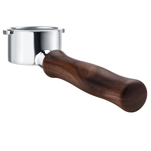 Image of Normcore 51mm Naked Bottomless Portafilter 2 Ears Fits Delonghi ECP3420 /EC155 /BCO430 /EC260 with 18g Basket Included, Genuine American Walnut Handle