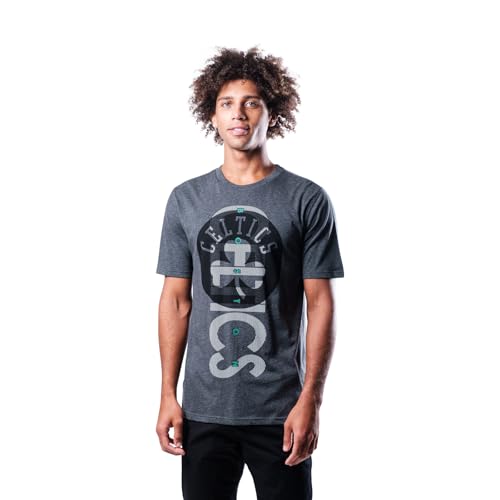 Ultra Game NBA Men's Upright Logo Short Sleeve Tee Shirt, Heather Charcoal