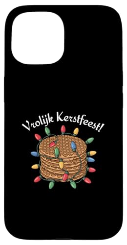 Stroopwafel holandés Feliz Navidad Vrolijk Kerstfeest Carcasa para iPhone 15