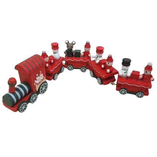 Holz-Zug Rot 5-teilig: Weihnachtsdeko Figur, Deko Weihnachten, Advent...
