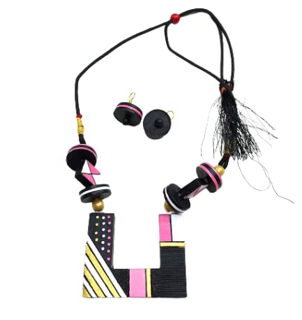 AKIBUKI Multicolored Indian Traditional Terracotta Necklace and Earring Jewellery Set for Women (Red) (B0B42P6TBQ) Amazon Price History, Amazon Price Tracker