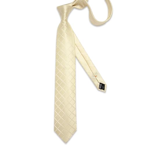 Image of DiBanGu Mens Silk Plaid Tie and Pocket Square Set | Elegant Silk Formal Tie Set, Woven Check Necktie and Cufflinks Tie Clip Set, Perfect for Wedding Party, Comes in Gift Box