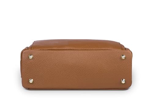 Vezze Sac à main Boria en cuir italien - 3 compartiments, fermetures éclair, bandoulière réglable, pieds de protection - Cuivre, finitions dorées - Élégant et fonctionnel – vue 5