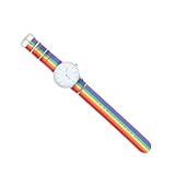TOVINANNA Reloj Correa de Acero Inoxidable Plateada Diseño de Arcoíris Unisex y Movimiento Preciso y Silencioso Ocasión